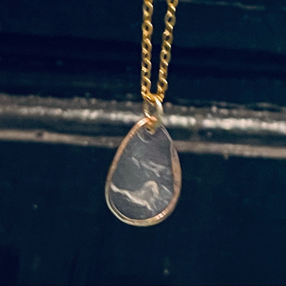 New 14k Gold S925 Silver Natural Mother Of Pearl Shell Water Droplet Necklace - Picture 5 of 15